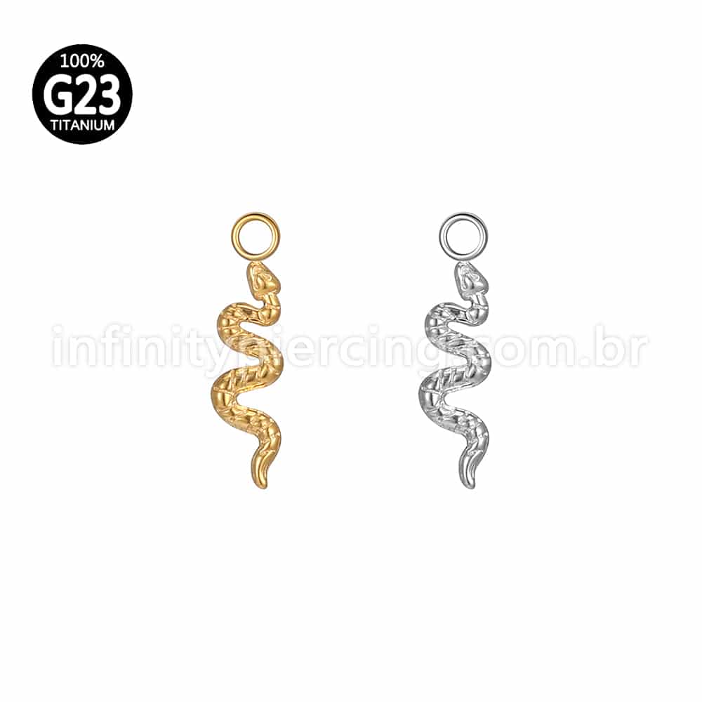 Pingente Para Piercing Titânio Cobra